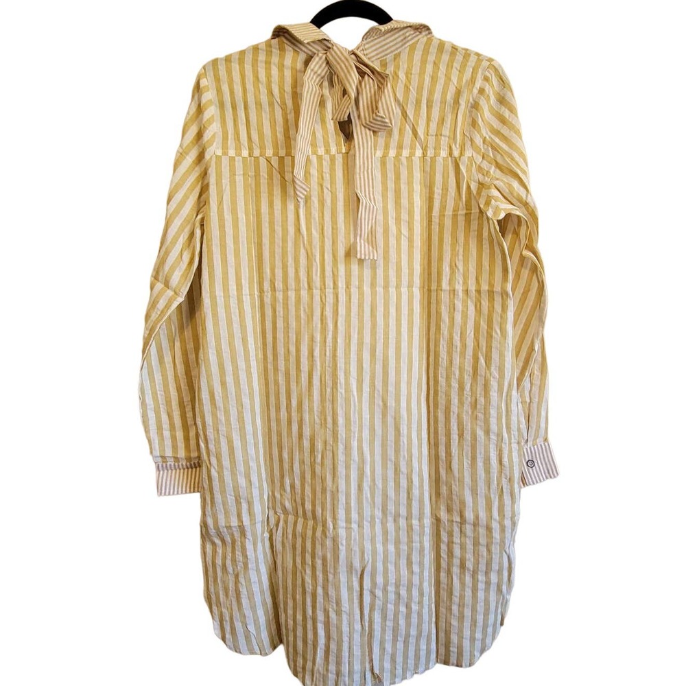 Mystree Womens Tunic Shirt Dress Stripes  Bow Detail Button Front Small Cotton - Picture 4 of 7